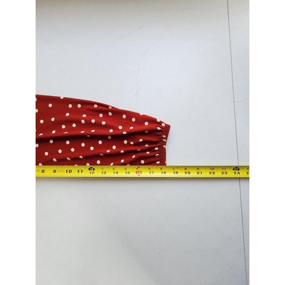 Suzannegrae Shirt Womens Large Red White Polka Dot Wrap Front Tie Side Top - Picture 9 of 15